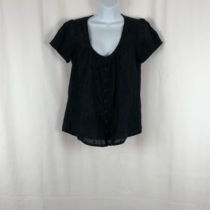 French Connection sheer black puff sleeve top 6